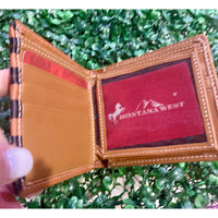 Embossed American Flag Genuine Leather Wallet with RFID Blocking