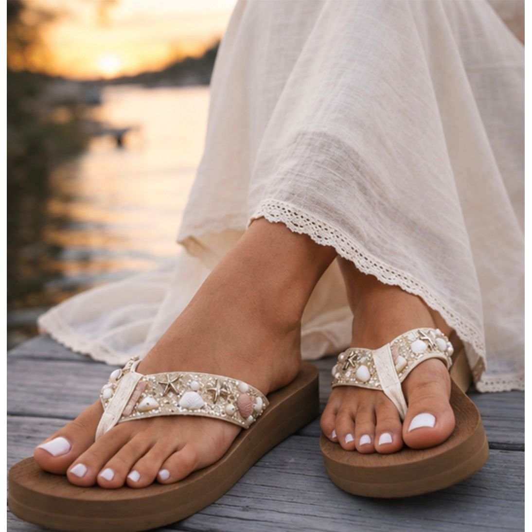 A Walk Down the Aisle Embellished Bridal Flip Flops