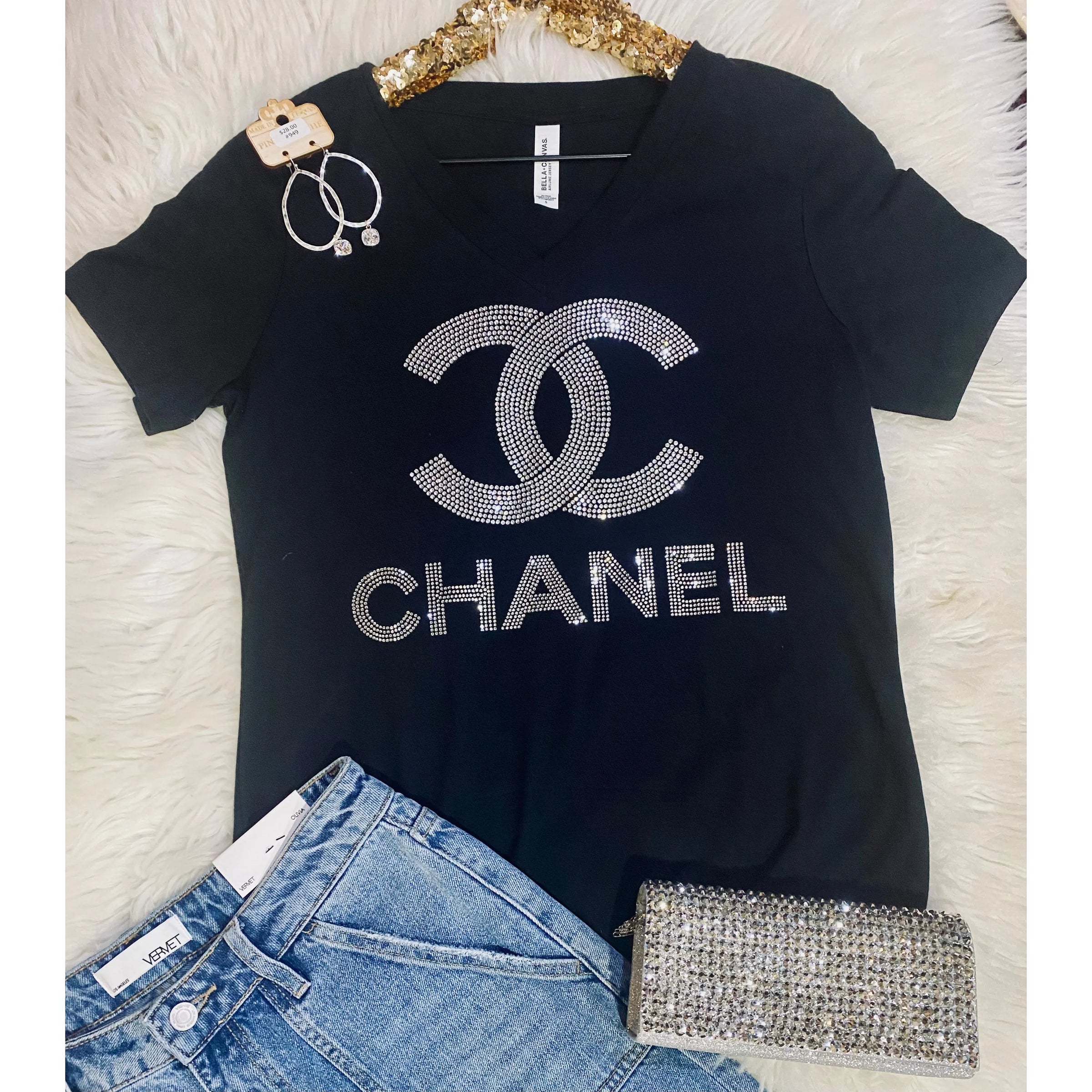 Luxury Sparkle CC V-Neck Tee