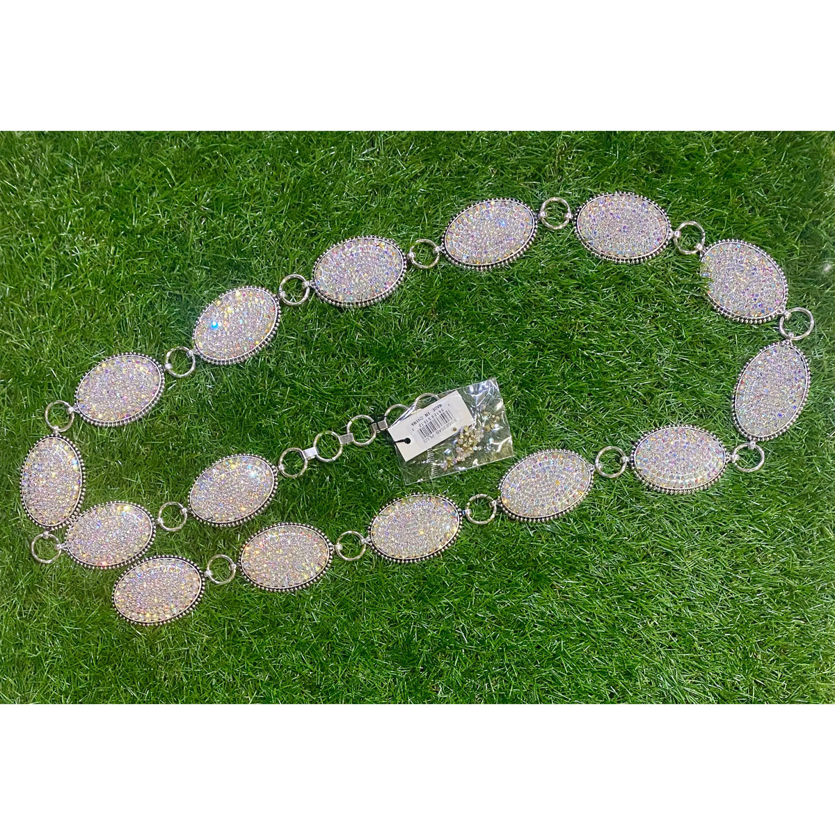 AB Rhinestone Oval Concho Belt – 49" Long