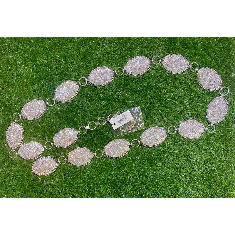 AB Rhinestone Oval Concho Belt – 49" Long