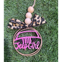 Handcrafted Wooden Car Charm with Bow & Beads