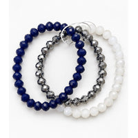 Dallas Cowboys Crystal Stretch Bracelet Set – Silver, White & Blue (3 Piece)