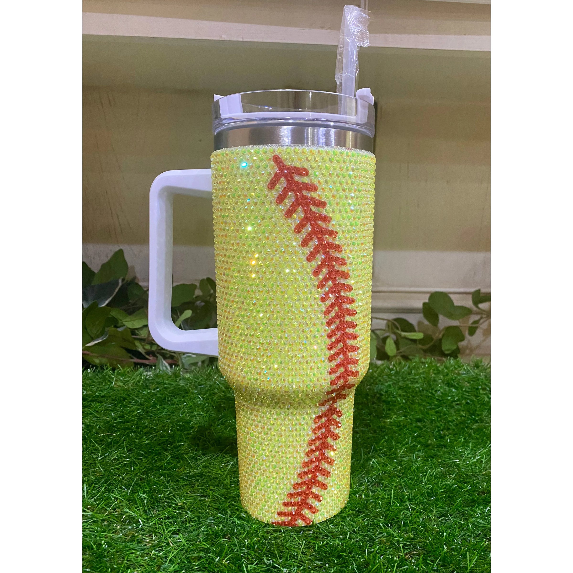 40 oz Softball Rhinestone Tumbler