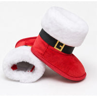 Faux Suede Santa Baby Boots – Soft Red Holiday Booties