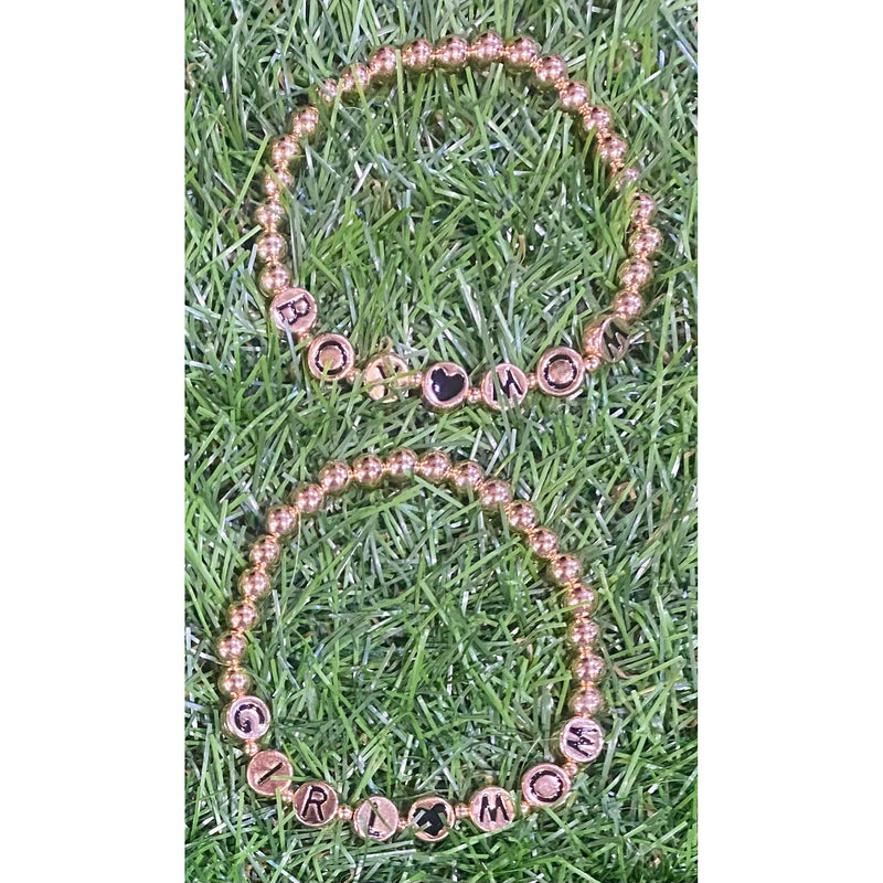 Boy Mom & Girl Mom Gold Bead Stretch Bracelets