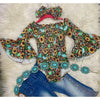 Sunflower & Leopard Cross Baby Onesie with Headband