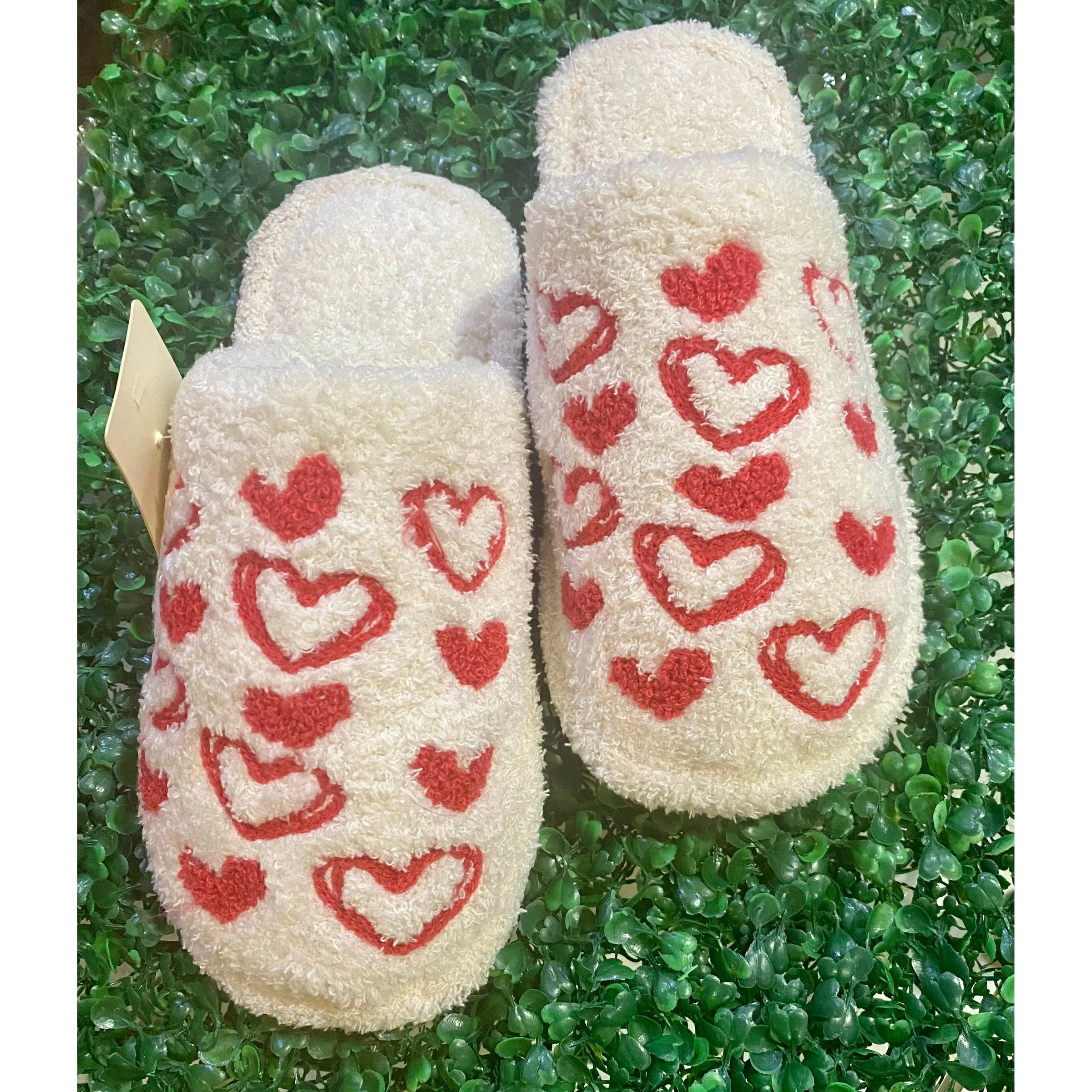 Candy Heart Embroidered Cozy Indoor Slippers