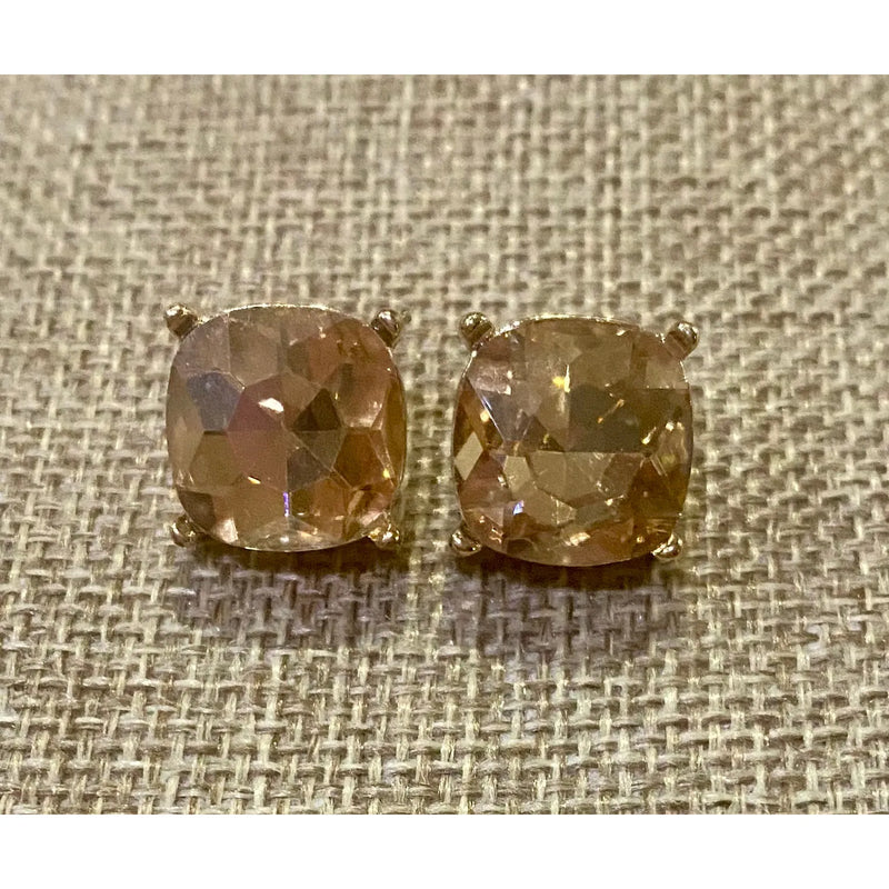 Faceted Gem Stud Earrings – Multiple Colors