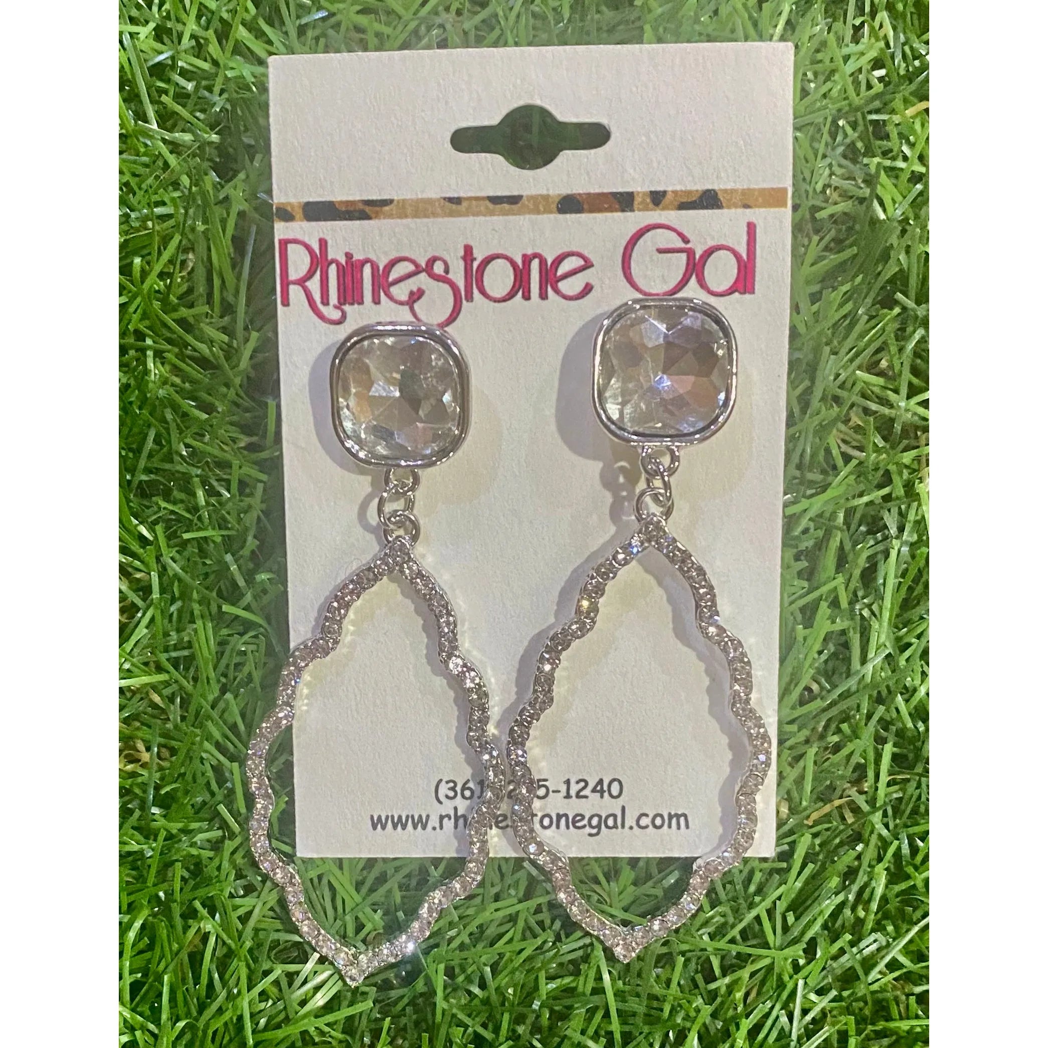 Clear Crystal Drop Earrings – Iridescent Post & Rhinestone Dangle