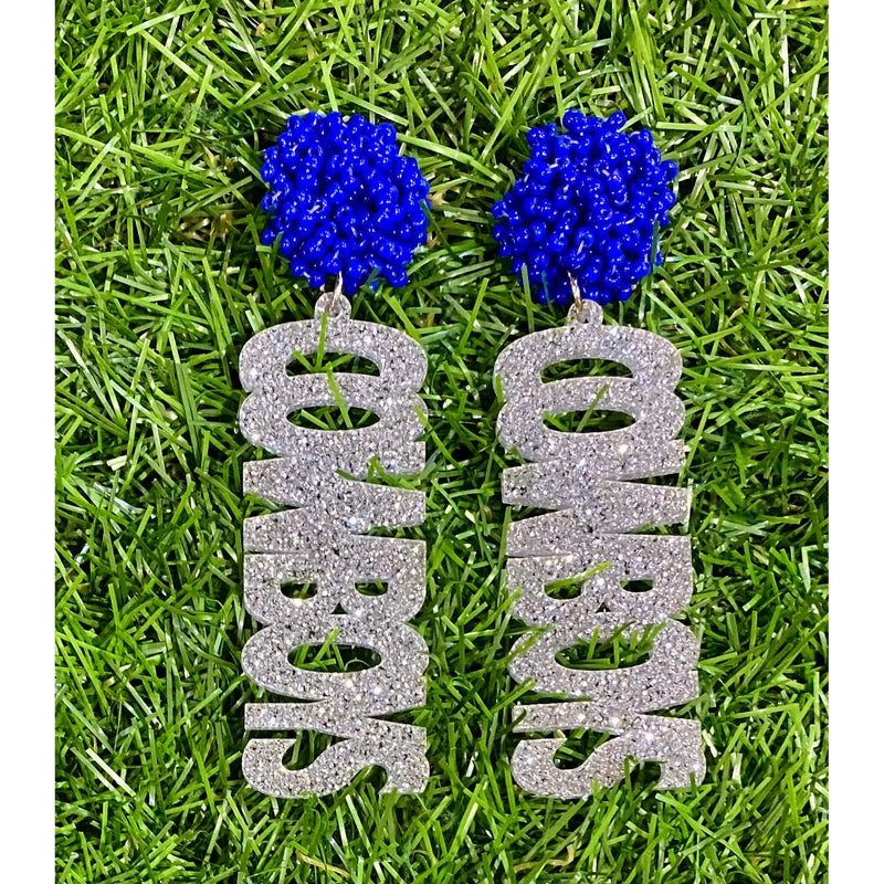 Dallas Cowboys Silver Glitter Acrylic Earrings