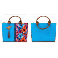 Artisanal Embroidered Look Leather Tote Bag – Medium