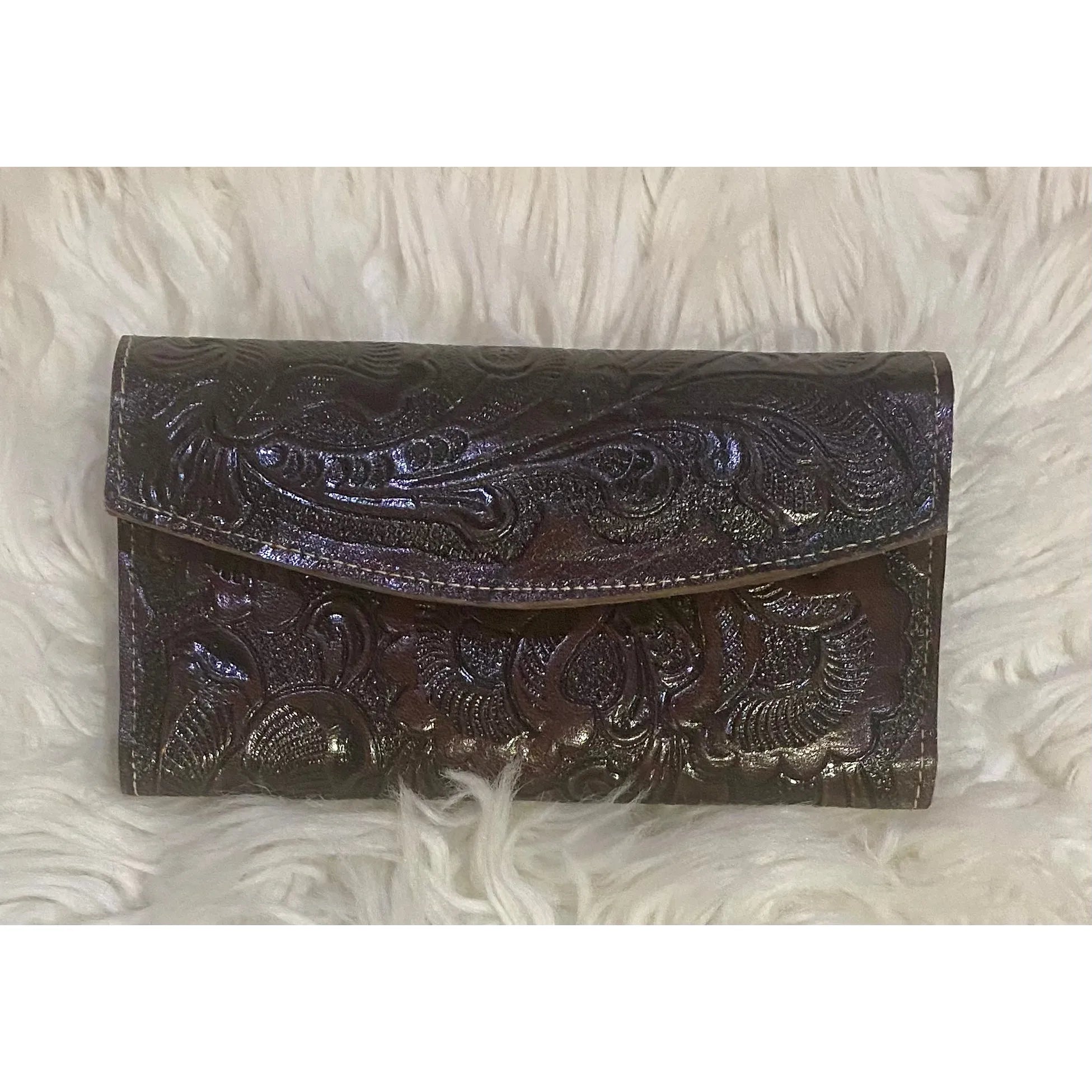 Tooled Genuine Leather Western Wallet