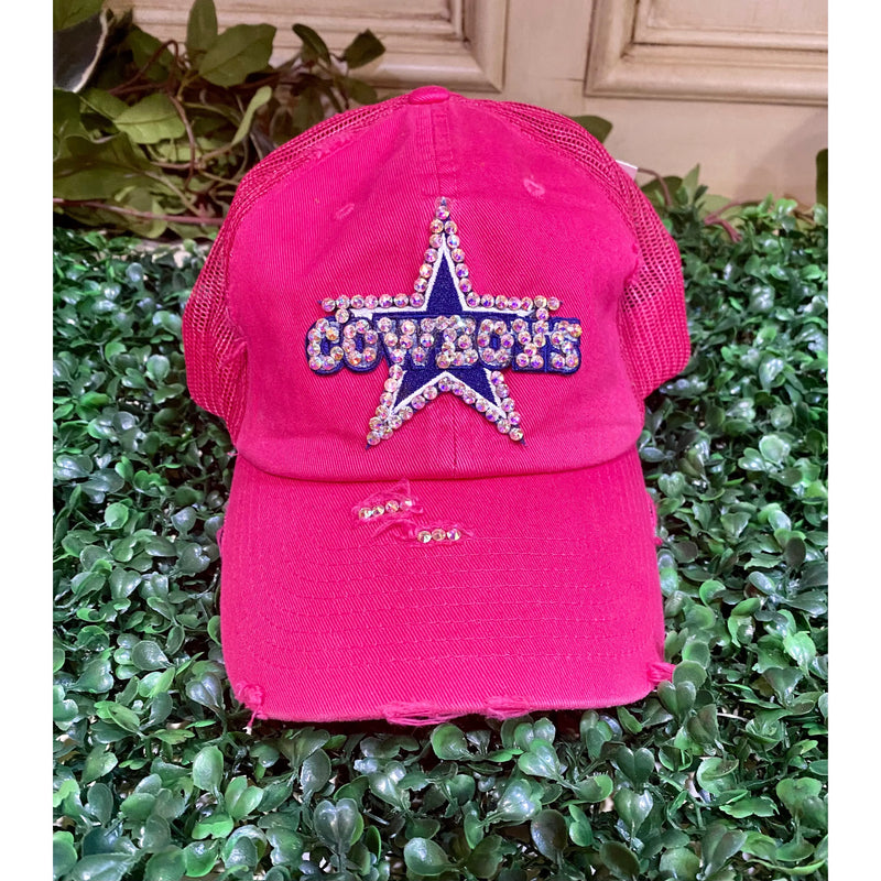 Hot Pink Distressed Dallas Cowboys Truckers Cap