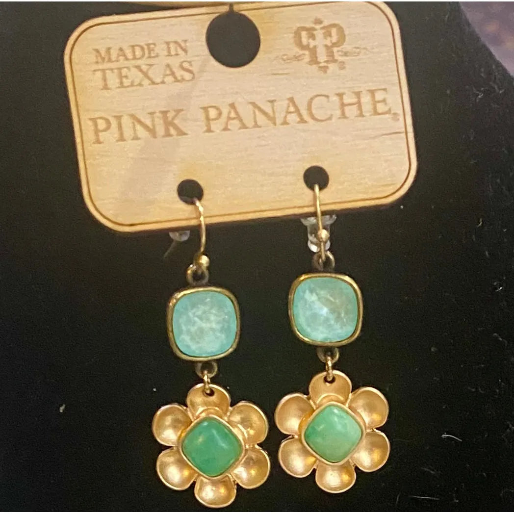 Pink Panache Mint Crystal Flower Earrings