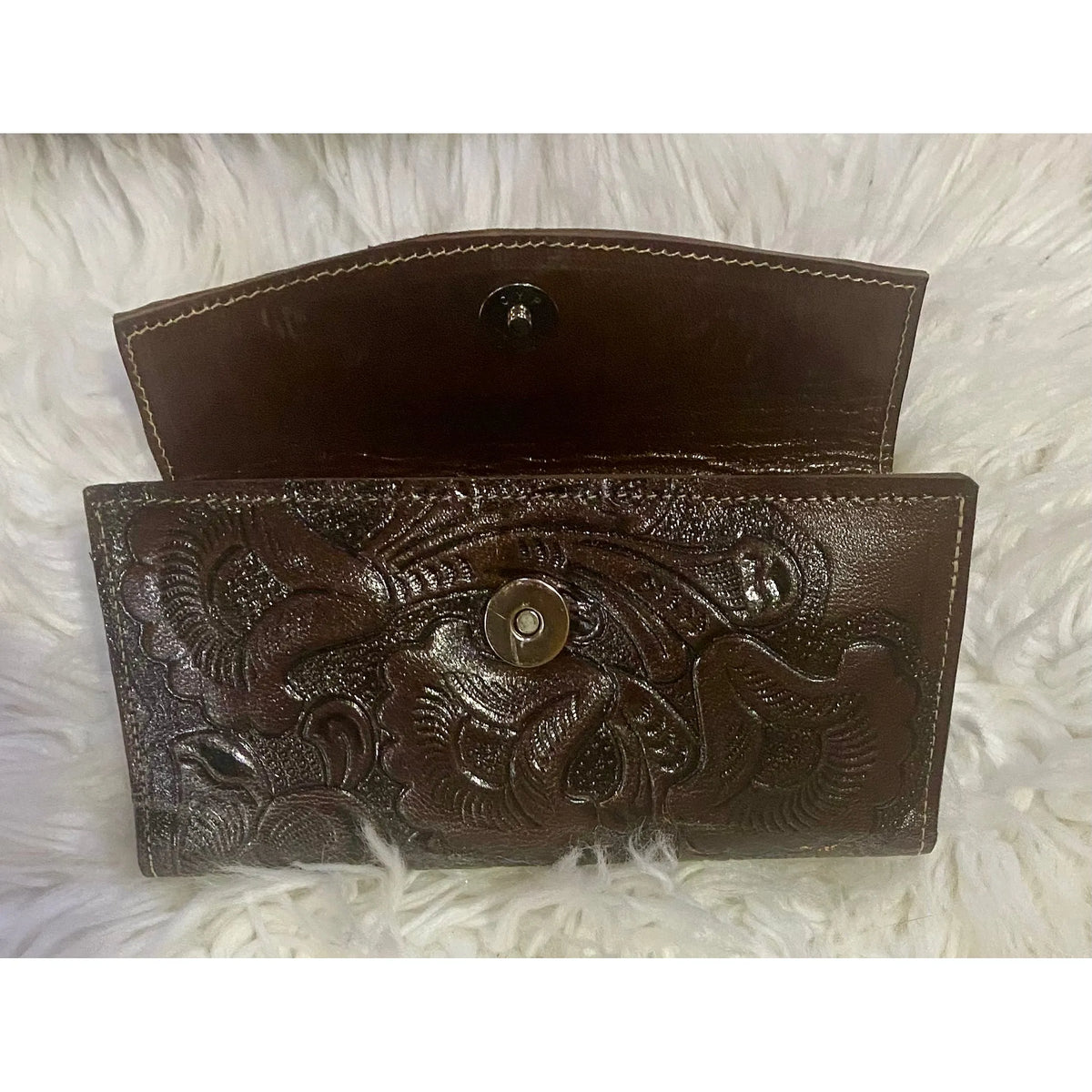 Chocolate Brown Tooled Leather Western Wallet