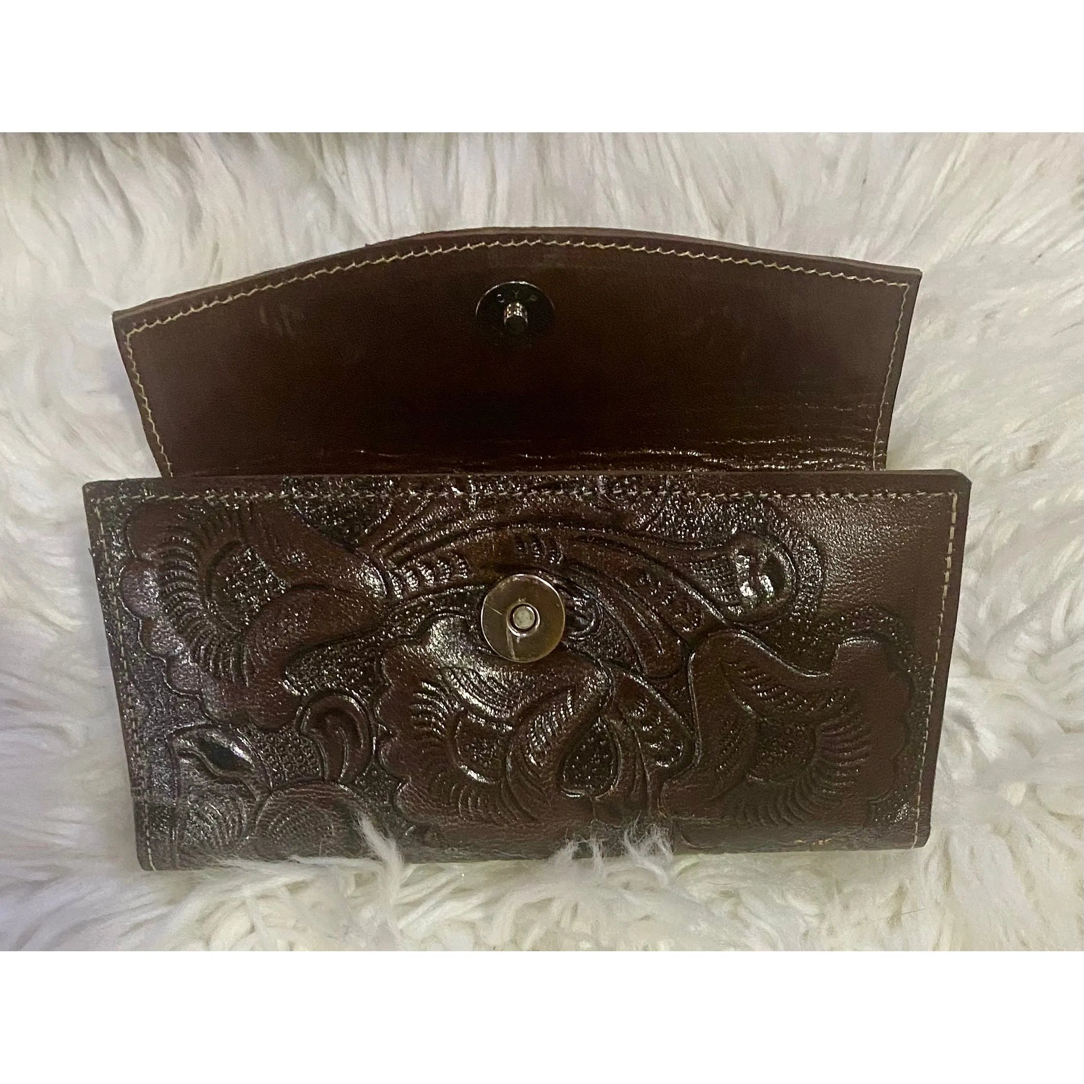 Tooled Genuine Leather Western Wallet