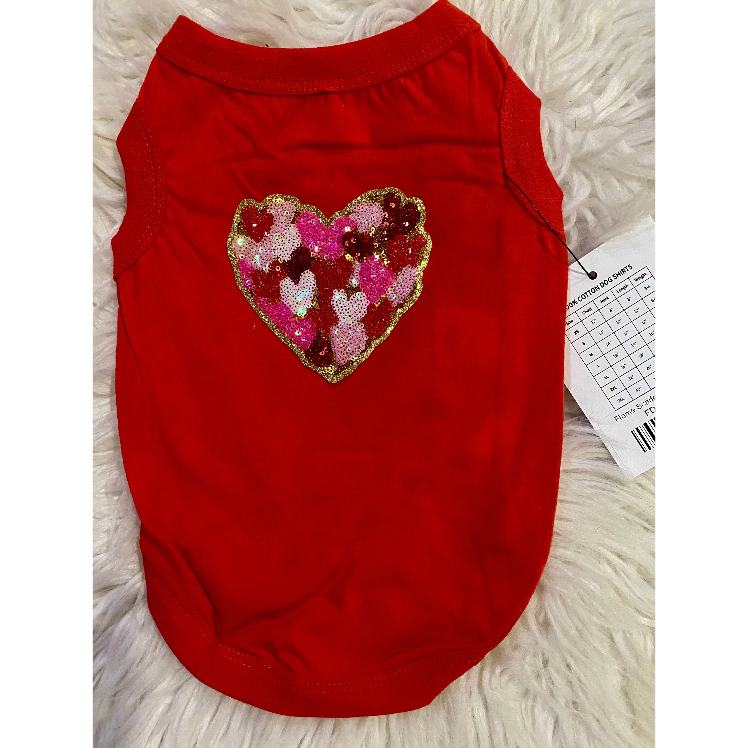 Valentine Red Dog Tee – Heart Patch or Rhinestone Wings