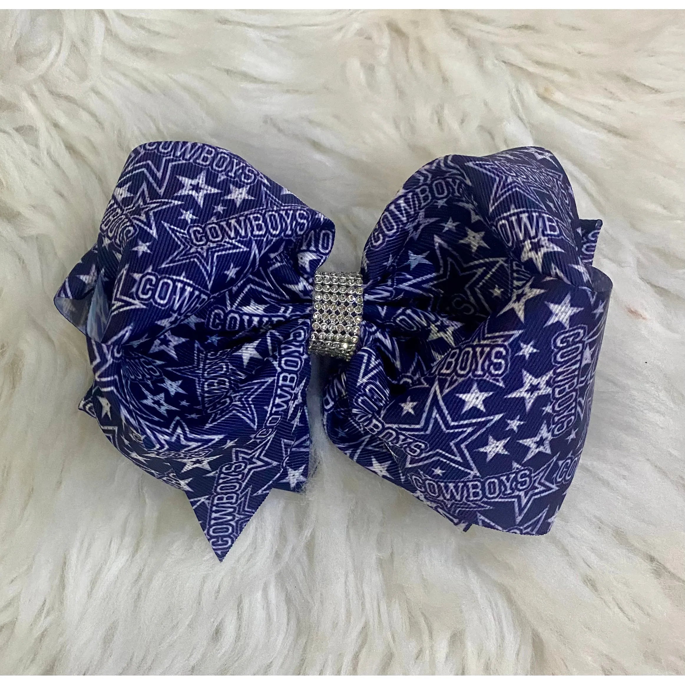 Dallas Cowboy Hair Bow with Rhinestone Center