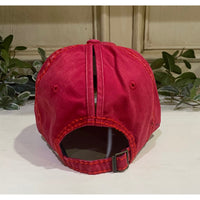 Red Vintage Crystal Embellished Ponytail Baseball Cap