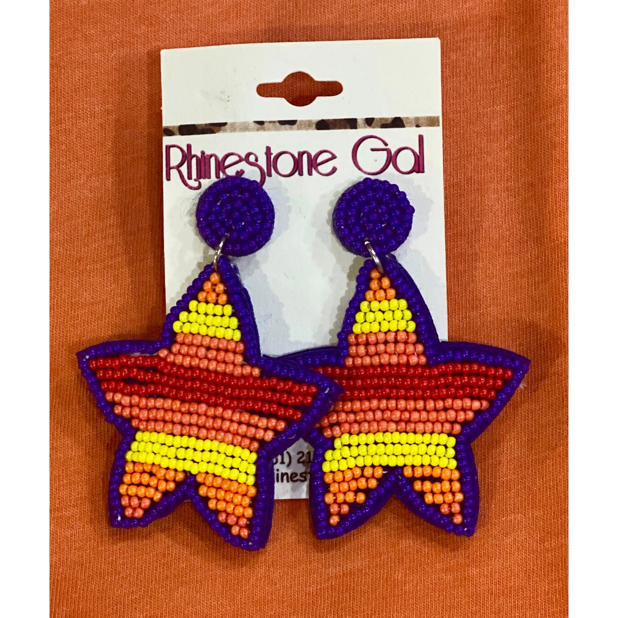 Astros Stripe Seed Bead Star Earrings