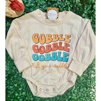 Gobble Gobble Gobble Baby Romper – Long Sleeve Thanksgiving Onesie