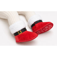 Faux Suede Santa Baby Boots – Soft Red Holiday Booties