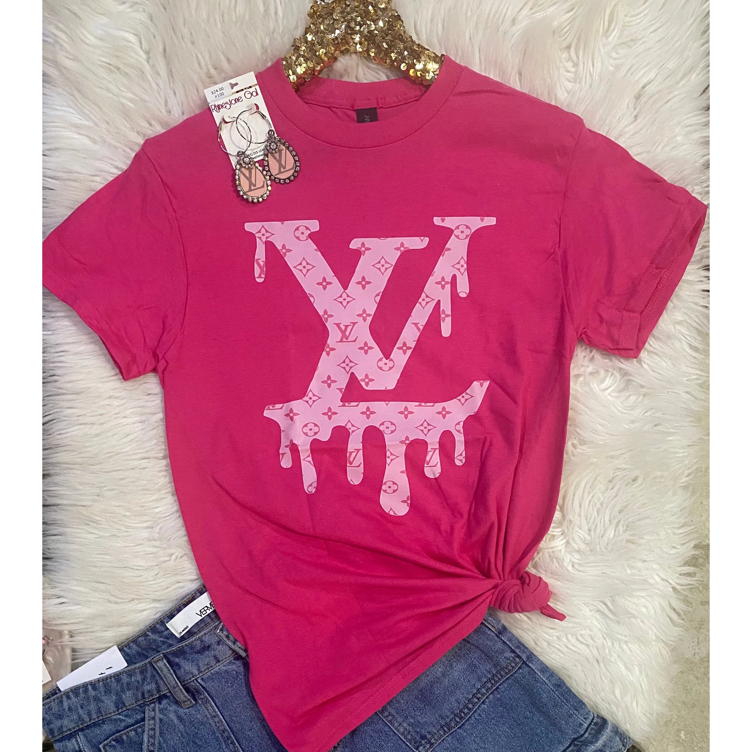 Hot Pink Drip Monogram Graphic Tee