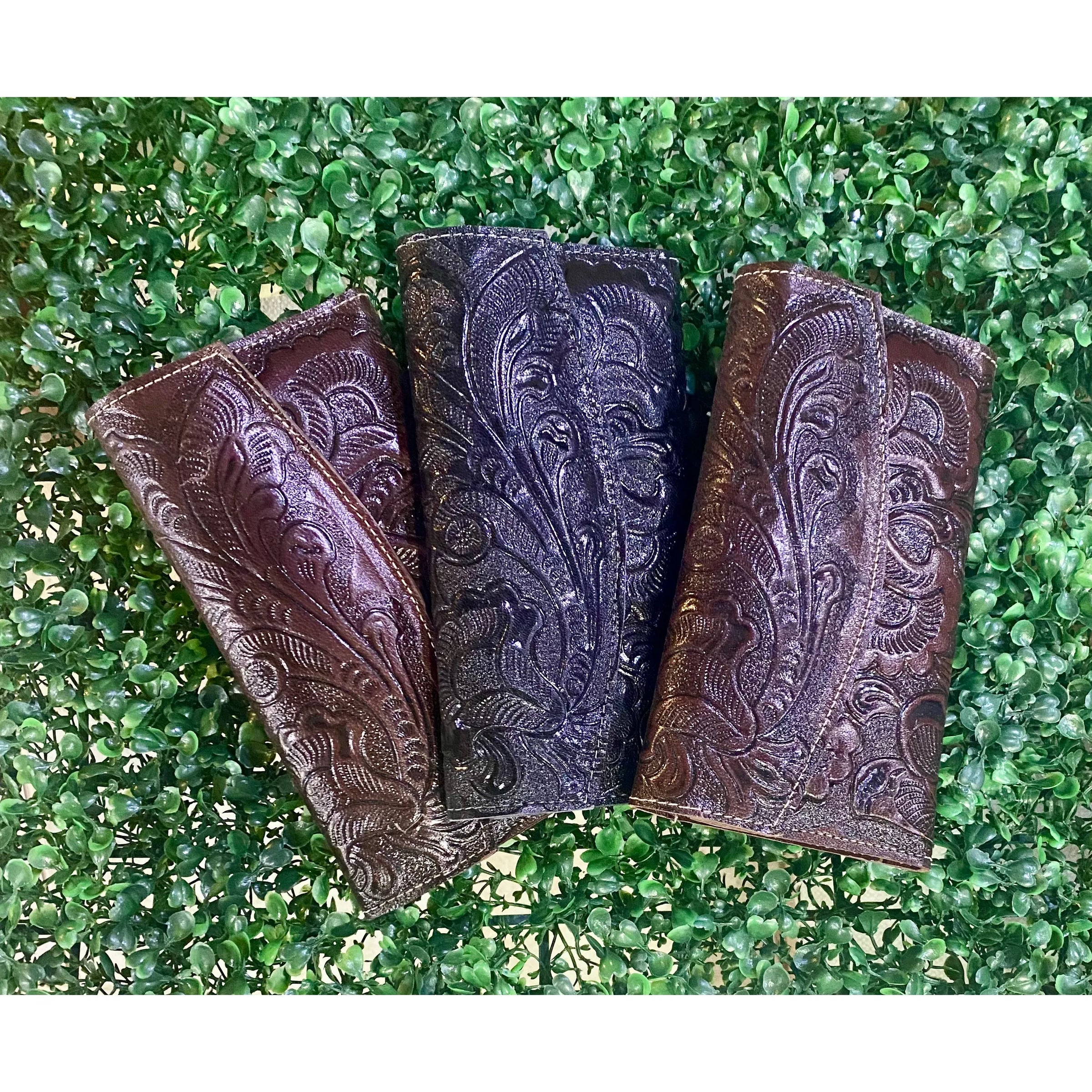 Hand-Tooled Genuine Leather Wallet