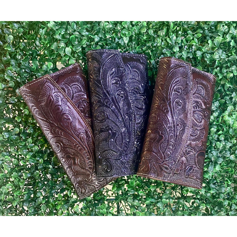 Hand-Tooled Genuine Leather Wallet