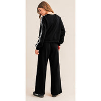 Black Stripe Sleeve Wide Leg Jogger Set