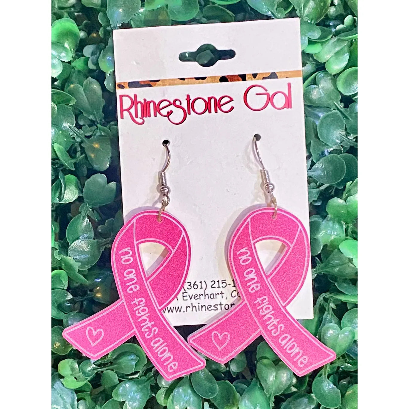 Pink Breast Cancer Ribbon Acrylic Earrings