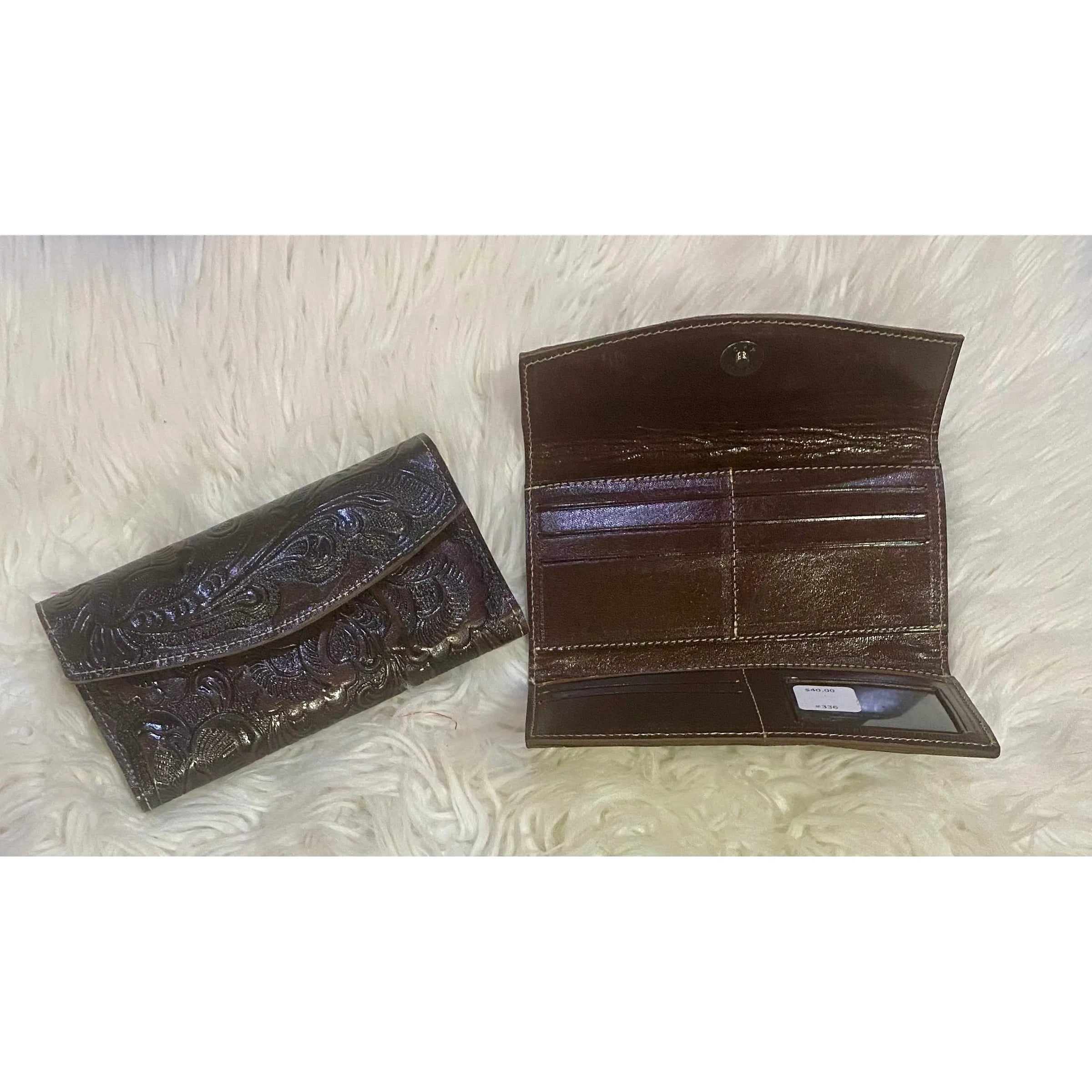 Tooled Genuine Leather Western Wallet