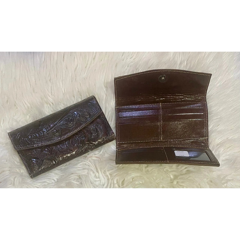 Tooled Genuine Leather Western Wallet