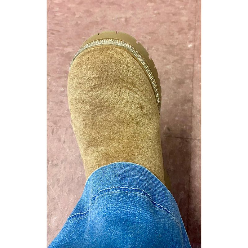 Beige Booties with Rhinestones