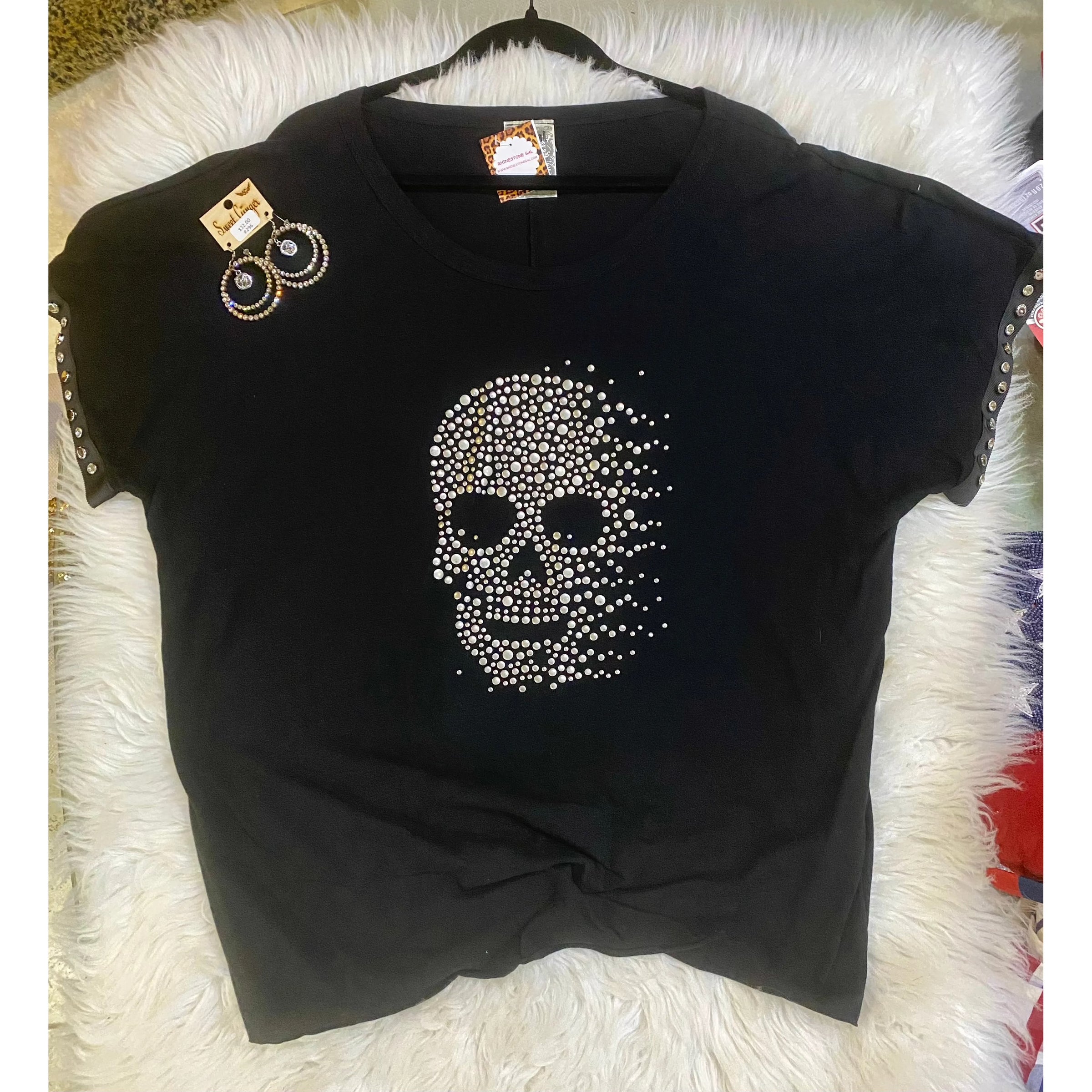 Black Plus Top with Silver Studded Skull