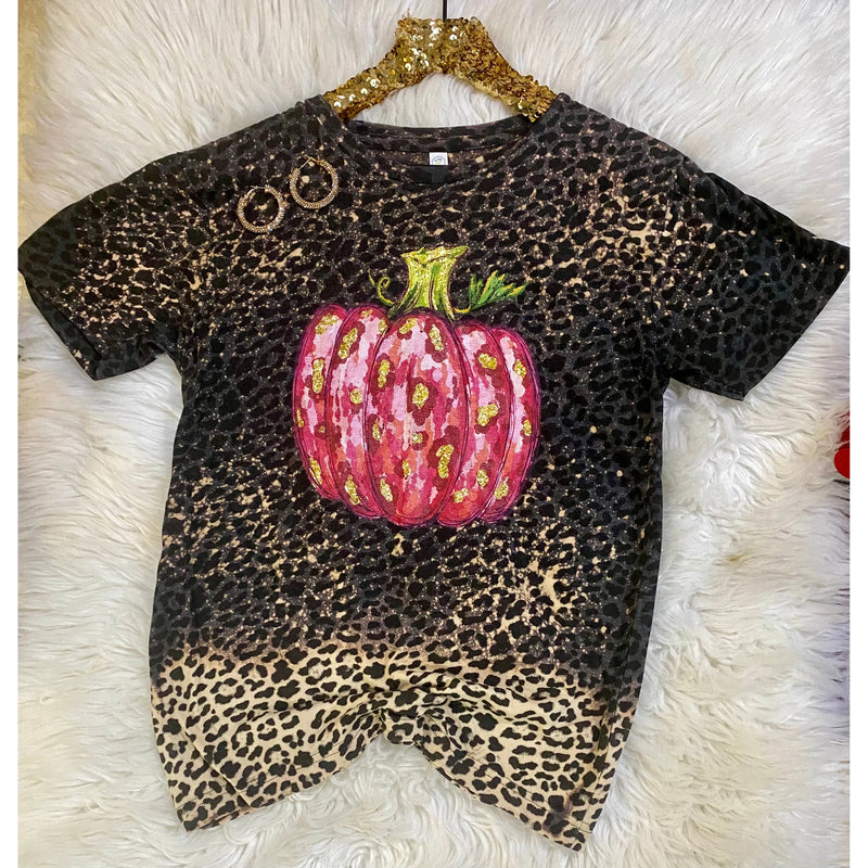 Bleached Pink Leopard Pumpkin Tee