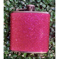 Fuchsia Rhinestone Bling 4 oz Metal Flask