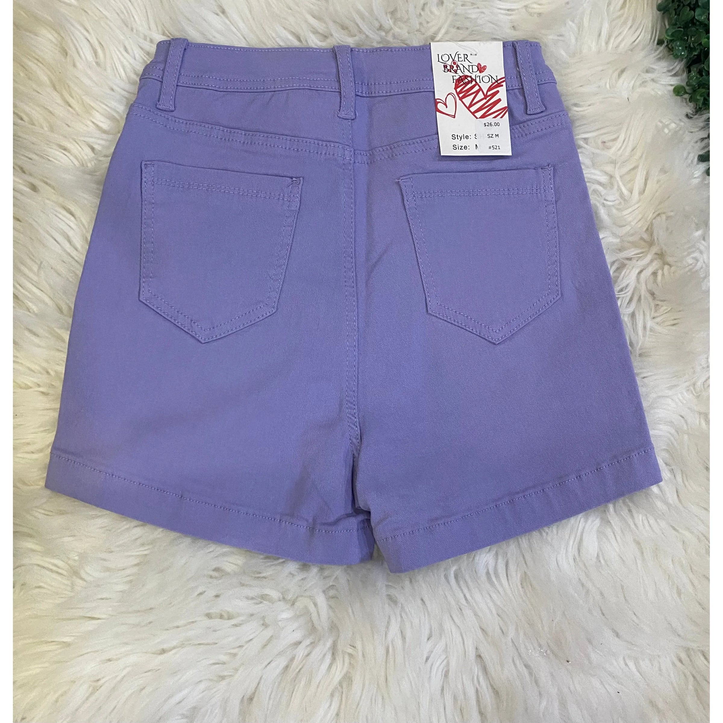 High Waisted Lavender Denim Shorts - Rhinestone Gal