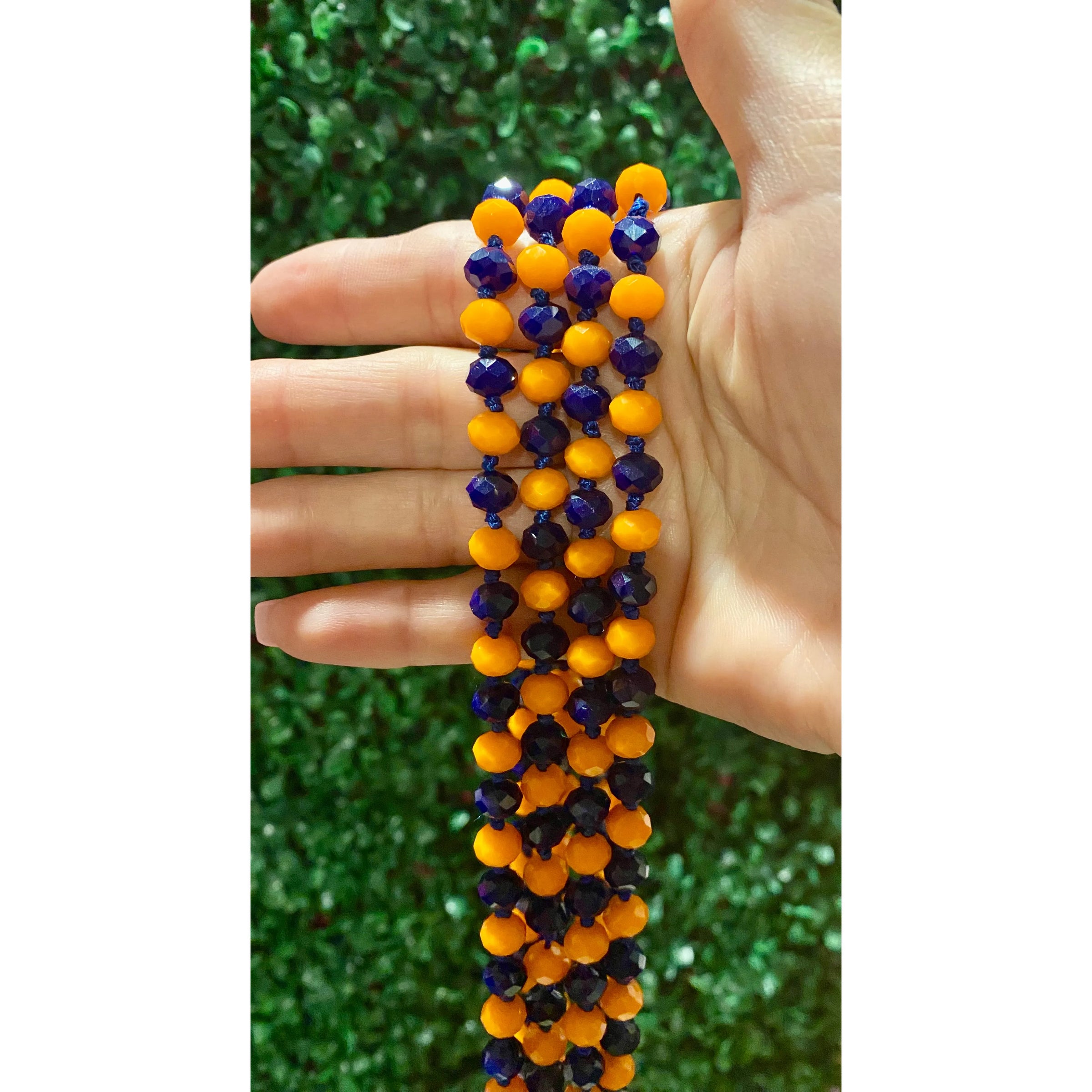 Orange and Blue Long Beaded Necklace