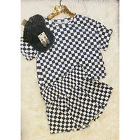 Black Checkerboard Top & High Waist Skort Set