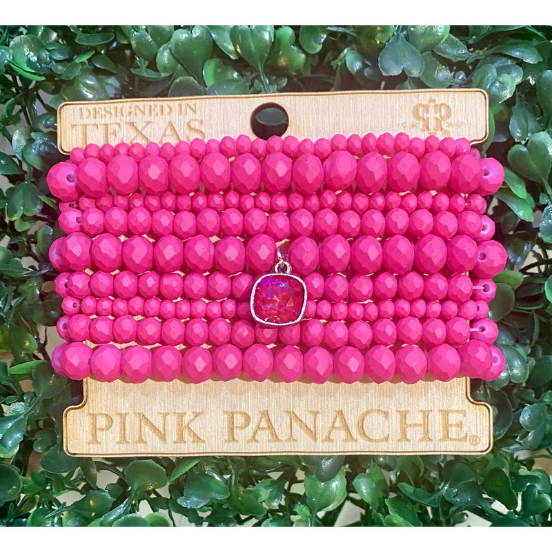 Pink Panache Hot Pink Faceted Bead Bracelet Stack