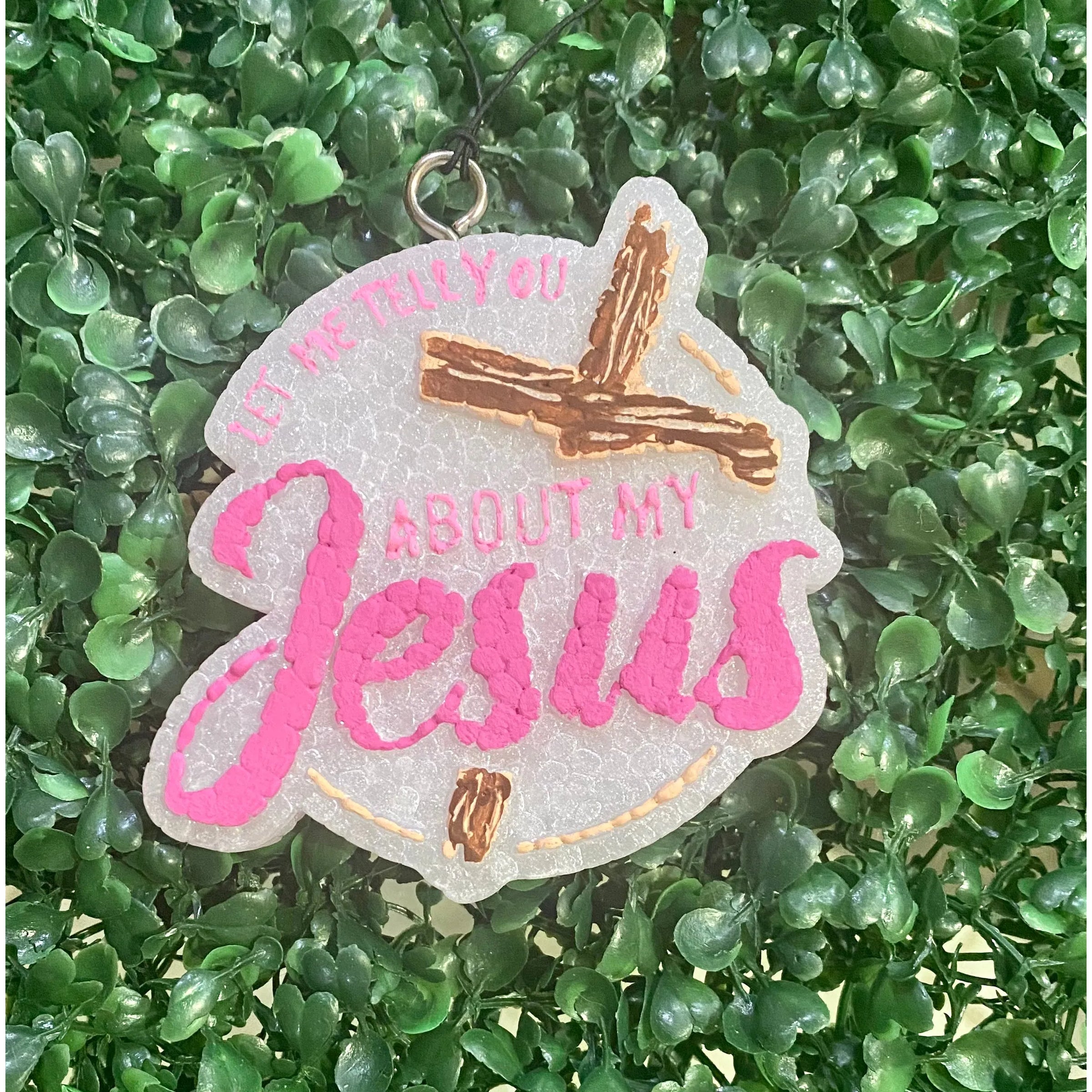 “Let Me Tell You About My Jesus” Christian Car Freshie – Faith-Based Air Freshener