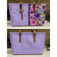 Barco Artesanal Textured Floral Leather Tote Bag