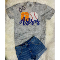 Houston Astros Marble Gray Tee - Rhinestone Gal