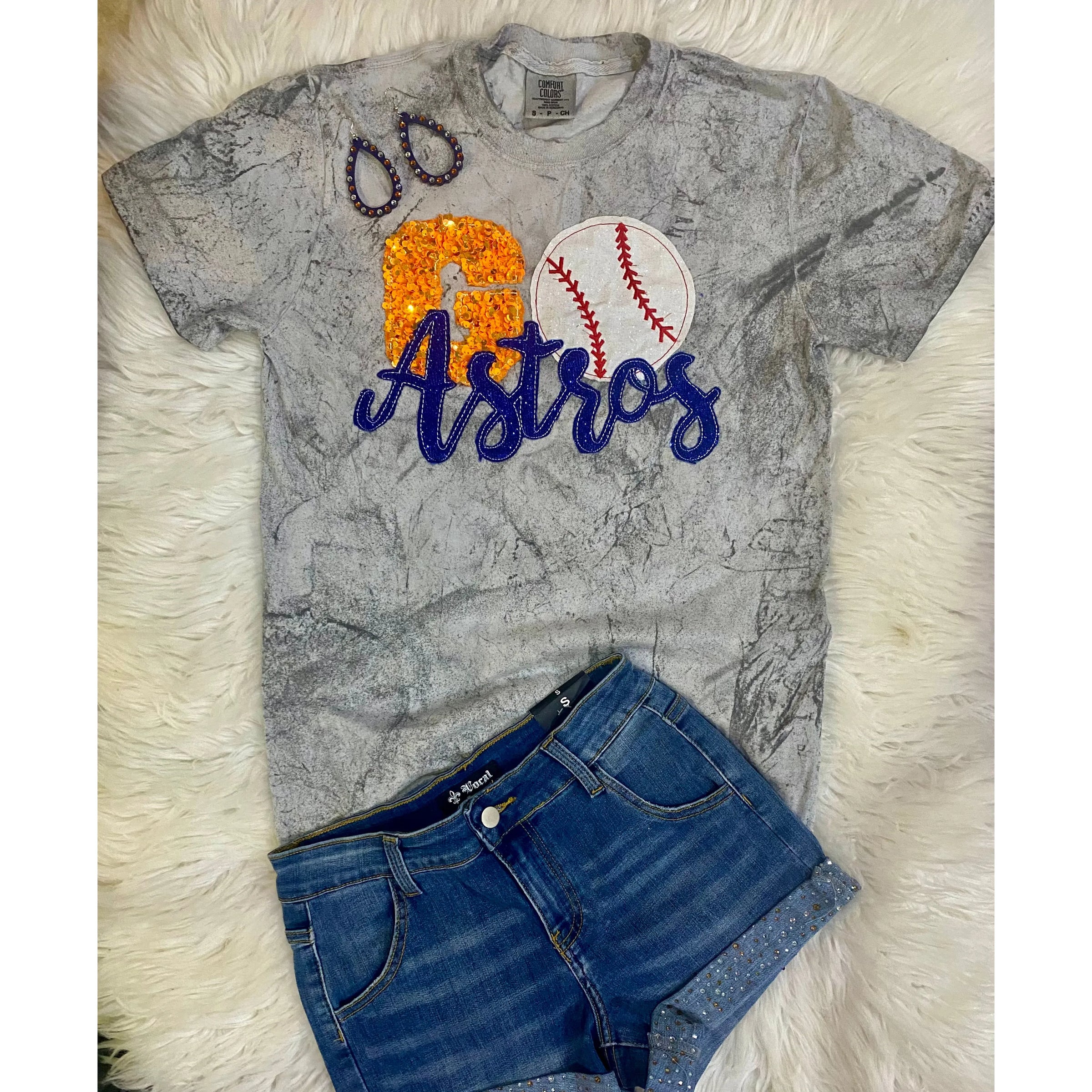 Houston Astros Marble Gray Tee - Rhinestone Gal