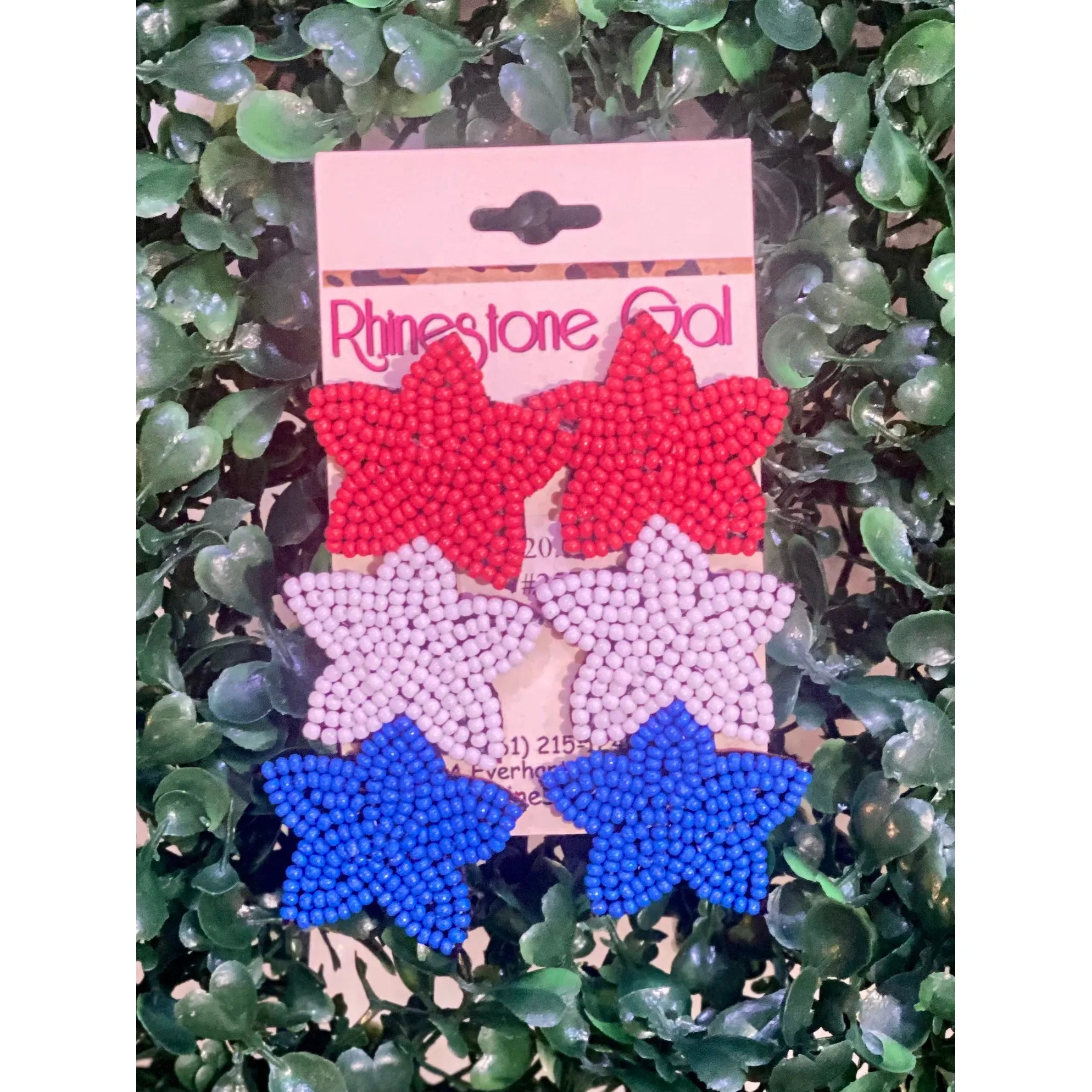 American Star Beaded Earrings – Red, White & Cute!
