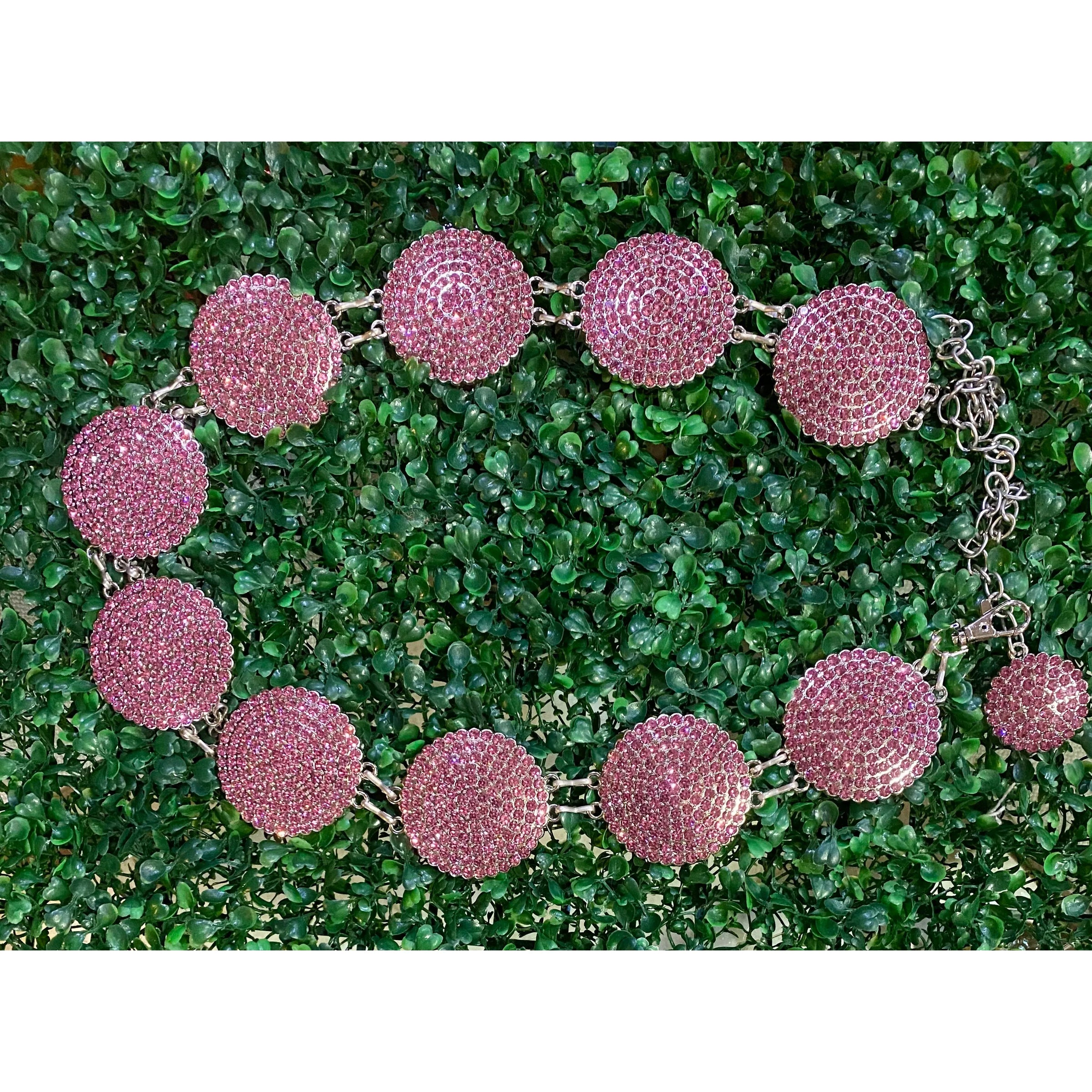 Pink Rhinestone Concho Chain Belt