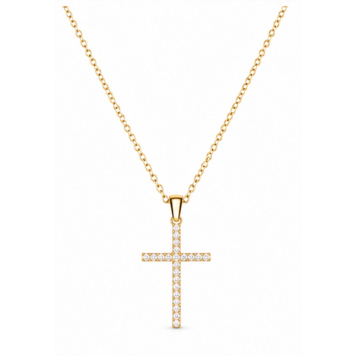 18k Gold Plated Dainty Cross Necklace – Water Resistant, Adjustable 15–17 Inches
