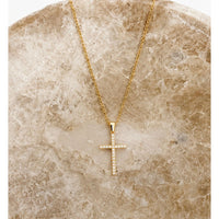 18k Gold Plated Dainty Cross Necklace – Water Resistant, Adjustable 15–17 Inches